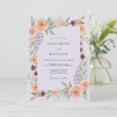 Immergrün-soft-Pfirsich-Kranz-Hochzeit Einladung (Stehend Vorderseite)