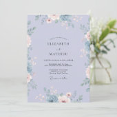 Immergrün-softes-Blüten-Hochzeit Einladung (Stehend Vorderseite)