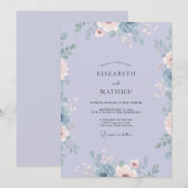 Immergrün-softes-Blüten-Hochzeit Einladung (Vorne/Hinten)