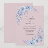 Immergrün Staubiges Malven-Blüten-Hochzeit Einladung (Vorne/Hinten)