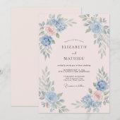 Immergrün Staubrosa Eukalyptus-Hochzeit Einladung (Vorne/Hinten)