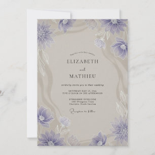 Immergrün-Taupe-Anemone-Hochzeit Einladung