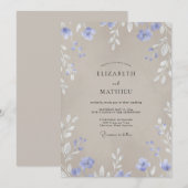 Immergrün-Taupe-Wildblumen-Hochzeit Einladung (Vorne/Hinten)
