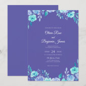 Immergrün-Teal-Blatt-Hochzeit Einladung (Vorne/Hinten)