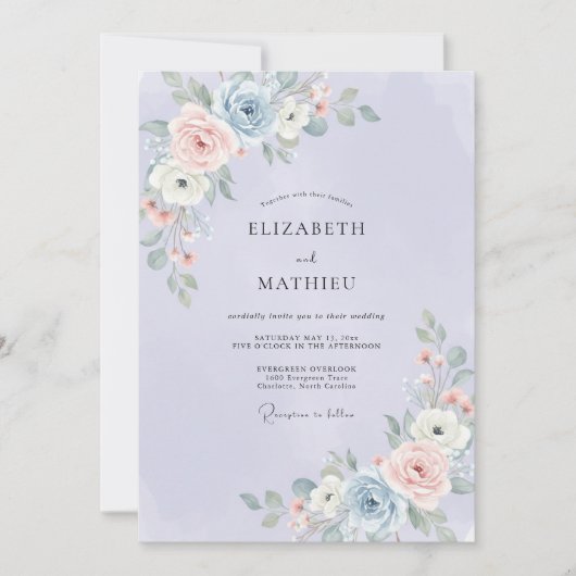 Immergrün Traumhafte Florale Hochzeit Einladung (Vorderseite)