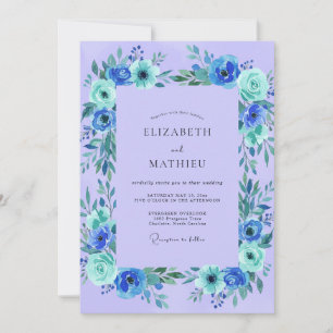 Immergrün Türkis Wilde Blumen Hochzeit Einladung