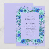 Immergrün Türkis Wilde Blumen Hochzeit Einladung (Vorne/Hinten)