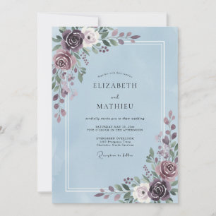 Immergrün-Veilchen-Blatt-Hochzeit Einladung