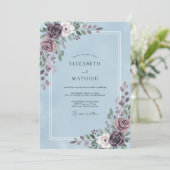 Immergrün-Veilchen-Blatt-Hochzeit Einladung (Stehend Vorderseite)