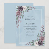 Immergrün-Veilchen-Blatt-Hochzeit Einladung (Vorne/Hinten)