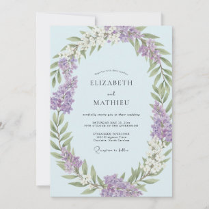 Immergrün-Veilchen-Blüten-Hochzeit Einladung