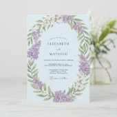 Immergrün-Veilchen-Blüten-Hochzeit Einladung (Stehend Vorderseite)