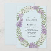 Immergrün-Veilchen-Blüten-Hochzeit Einladung (Vorne/Hinten)