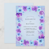 Immergrün-Veilchen-Wildblumen-Hochzeit Einladung (Vorne/Hinten)