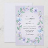 Immergrün-violette Eukalyptus-Hochzeit Einladung (Vorne/Hinten)