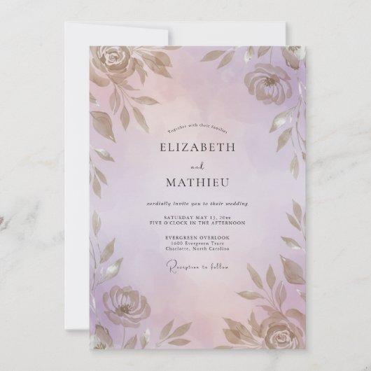 Immergrün-Warme-Goldblatt-Hochzeit Einladung (Vorderseite)