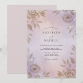 Immergrün-Warme-Goldblatt-Hochzeit Einladung (Vorne/Hinten)