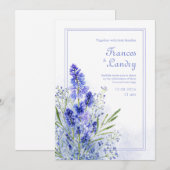 Immergrün-Wasserfarbe-Botanik-Muscari-Rahmen Einladung (Vorne/Hinten)