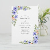 Immergrün-Wasserfarben-Hochzeit Einladung (Stehend Vorderseite)