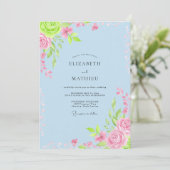 Immergrün Whimsical Bloom Hochzeit Einladung (Stehend Vorderseite)
