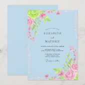Immergrün Whimsical Bloom Hochzeit Einladung (Vorne/Hinten)