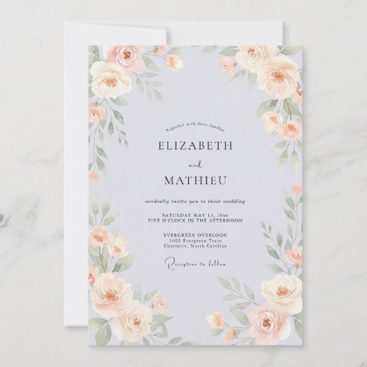 Immergrün Whimsical Florale Hochzeit Einladung (Vorderseite)