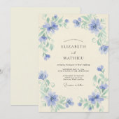 Immergrün-Wildblumen-Hochzeit Einladung (Vorne/Hinten)