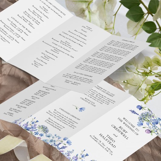 Immergrün-Wildblumen-Hochzeitszeremonie-Programm