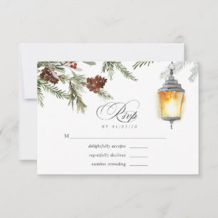 Immergrün - Winterliche Wald-Weihnachts-Hochzeit RSVP Karte