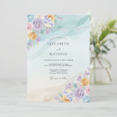 Immergrün-Zitrin-Blüten-Hochzeit Einladung (Stehend Vorderseite)