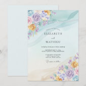 Immergrün-Zitrin-Blüten-Hochzeit Einladung (Vorne/Hinten)