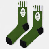 Immergrüne Bäume Weihnachtsgrüße Socken (Linkes Detail)