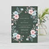 Immergrüne bemalte Petal-Hochzeit Einladung (Stehend Vorderseite)