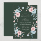 Immergrüne bemalte Petal-Hochzeit Einladung (Vorne/Hinten)