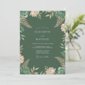 Immergrüne Creme-Farn-Hochzeit Einladung (Stehend Vorderseite)