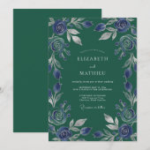 Immergrüne Immergrün-Rosen-Hochzeit Einladung (Vorne/Hinten)