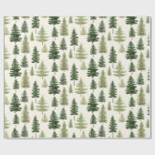 immergrüne Kiefernbäume in Aquarellen zu Weihnacht Geschenkpapier (Flach)