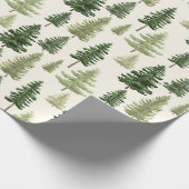 immergrüne Kiefernbäume in Aquarellen zu Weihnacht Geschenkpapier (Ecke)
