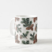 Immergrüne Kiefernzapfen Kuschel Winter Kaffee Kaffeetasse (Vorderseite Links)