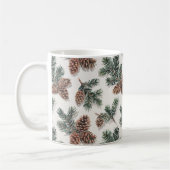 Immergrüne Kiefernzapfen Kuschel Winter Kaffee Kaffeetasse (Links)
