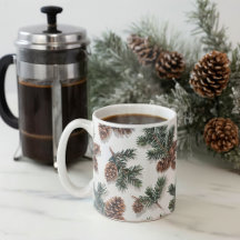 Immergrüne Kiefernzapfen Kuschel Winter Kaffee 