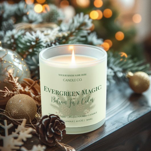 Immergrüne Magie Weihnachtskerzenetikett | Benutze Quadratischer Aufkleber