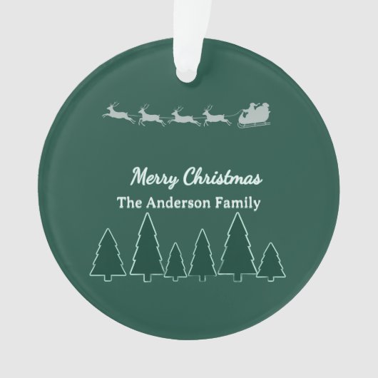 Immergrüne Schlitten-Familien-Rund-Glow Ornament (Vorderseite)