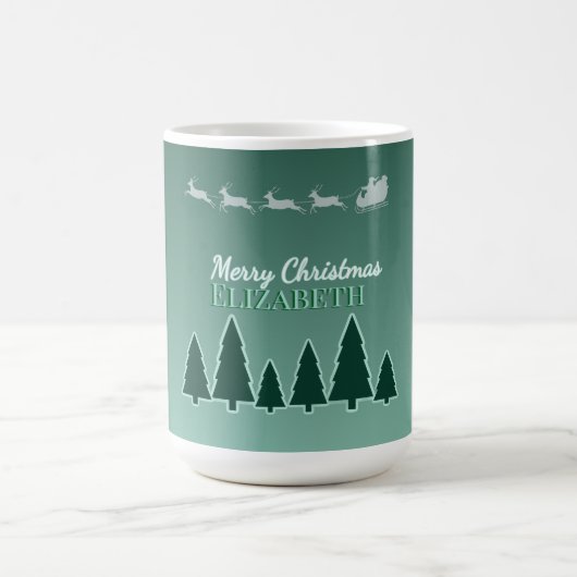 Immergrüne Schlitten-Feiertags-Name-Glanz Kaffeetasse (Mittel)