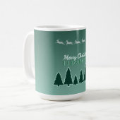 Immergrüne Schlitten-Feiertags-Name-Glanz Kaffeetasse (Vorderseite Links)