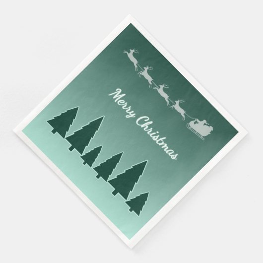 Immergrüne Schlitten-Weihnachtsgrün-Glanz Serviette (Ecke)