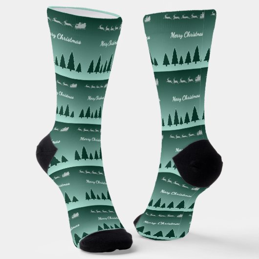 Immergrüne Schlitten-Weihnachtsstrumpf-Glow Socken (Gewinkelt)