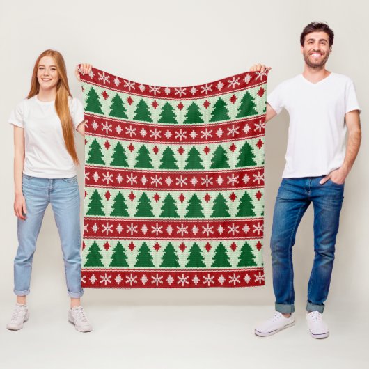 Immergrüne & Schneeflocken Strick Fleecedecke (Beispiel)
