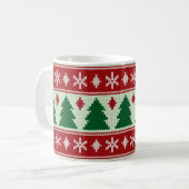 Immergrüne & Schneeflocken Strick Kaffeetasse (Vorderseite Links)