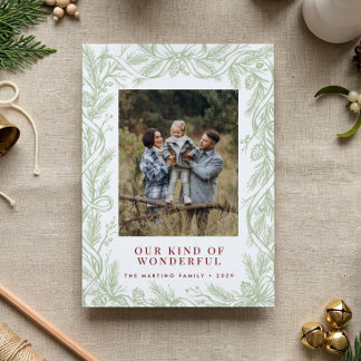 Immergrüne Skizze Foto Weihnachten Grußkarte